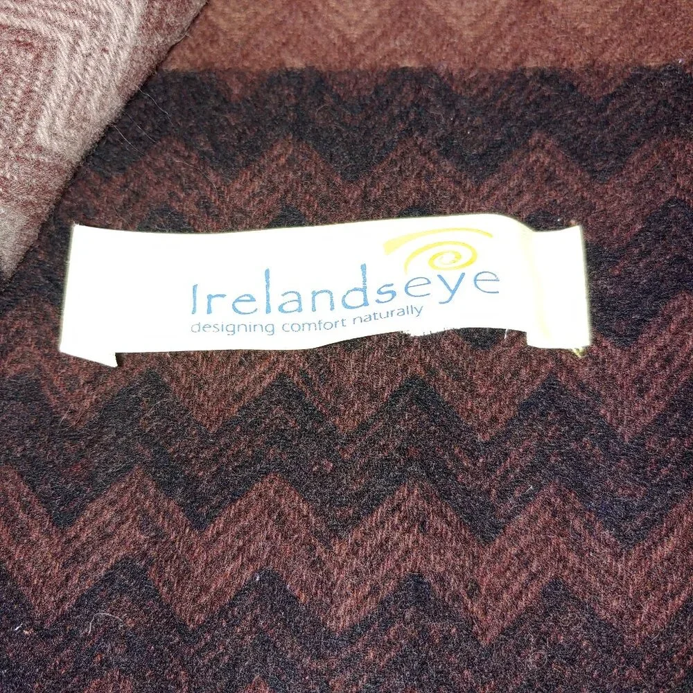 IrelandEye Cashmere Wool Blend Chevron pattern Fringes Scarf Brown OS